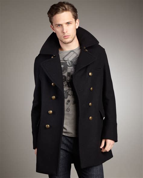 burberry peacoat black|burberry men military coats.